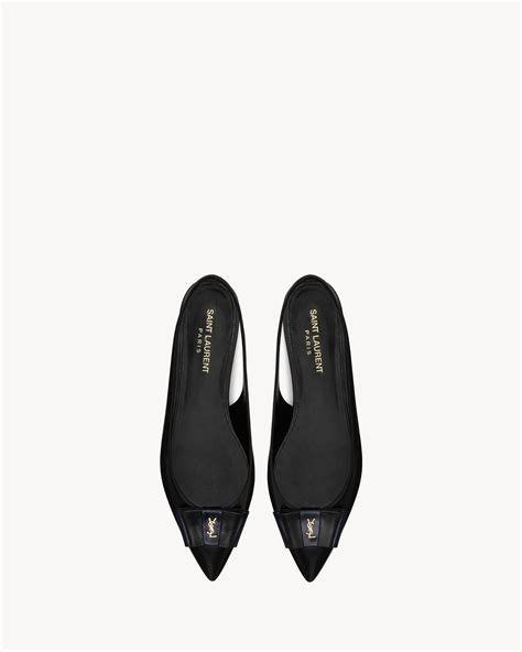 Saint Laurent Anaïs Slingback Flats In Smooth And Patent Leather